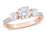1.30 Carat (ctw) Lab-Created Three-Stone Moissanite Engagement Ring in 10K Rose Gold